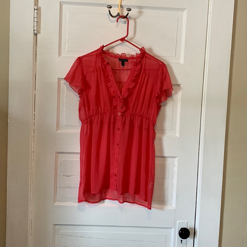 FANG Coral Buttonup Top